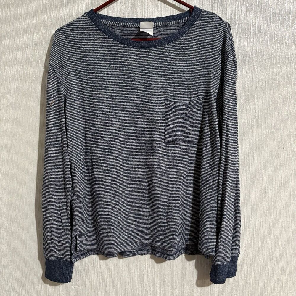 Lounge Sleep Shirt Thin Stripe Blue Pocket Cozy Stars Above Pajamas Women’s S